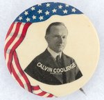 COOLIDGE DRAPED FLAG PORTRAIT BUTTON HAKE #11.