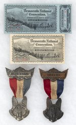 BRYAN: 1908 DEMOCRATIC NATIONAL CONVENTION BADGES & TICKETS.