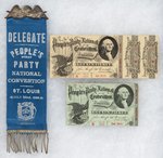 BRYAN: 1896 PEOPLE'S PARTY NATIONAL CONVENTION BADGE & TICKETS.