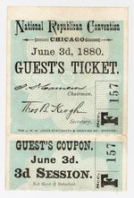 GARFIELD 1880 CHICAGO NATIONAL REPUBLICAN CONVENTION TICKET.