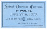 TILDEN NATIONAL DEMOCRATIC CONVENTION 1876 ST. LOUIS MISSOURI TICKET.