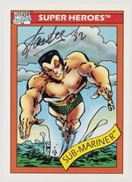 STAN LEE SIGNED 1990 NAMOR THE SUB-MARINER TRADING CARD.
