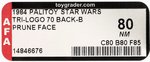 PALITOY STAR WARS: RETURN OF THE JEDI (1984) - PRUNE FACE TRI-LOGO 70 BACK-B AFA 80 NM.