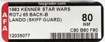 STAR WARS: RETURN OF THE JEDI (1983) - LANDO CALRISSIAN (SKIFF GUARD DISGUISE) 65 BACK-B AFA 80 NM (CLEAR BLISTER).