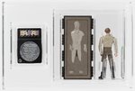 STAR WARS: THE POWER OF THE FORCE (1985) - HAN SOLO (IN CARBONITE) LOOSE W/COIN AFA SET.