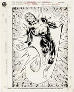 WHO'S WHO IN THE DC UNIVERSE ISSUE #2 ORIGINAL ART PAGE FEATURING STARMAN BY DAVE HOOVER.