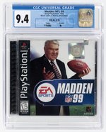 PLAYSTATION PS1 (1998) MADDEN NFL 99 (Y-FOLDS/B+) CGC 9.4.