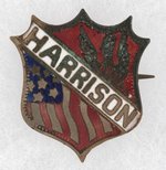 HARRISON PATRIOTIC AMERICAN SHIELD ENAMEL BADGE.