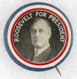 ROOSEVELT FOR PRESIDENT PORTRAIT BUTTON HAKE #34.