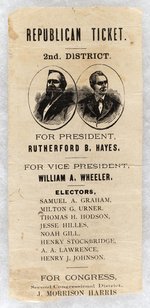 HAYES & WHEELER 1876 MARYLAND JUGATE BALLOT.