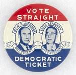 STEVENSON & KEFAUVER VOTE STRIGHT DEMOCRATIC TICKET LITHO JUGATE BUTTON.