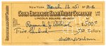 THE SHADOW CREATOR WALTER B. GIBSON SIGNED CHECK.