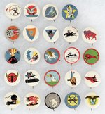COCA-COLA WORLD WAR II GIVE-AWAY MILITARY INSIGNIA BUTTONS 24 HIGH GRADE OF 25 IN NUMBERED SET.