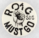 ROTC MUST GO STUDENTS FOR A DEMOCRATIC SOCIETY BUTTON.
