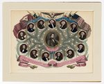 FRANKLIN PIERCE WITH PRESIDENTS 1853 COLOR PRINT BY MAGNUS.