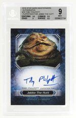 2016 TOPPS STAR WARS MASTERWORK AUTOGRAPHS #76 TOBY PHILPOTT, PUPPETEER FOR JABBA THE HUTT BECKETT 9 MINT.