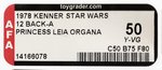 STAR WARS (1978) - PRINCESS LEIA ORGANA 12 BACK-A AFA 50 Y-VG.