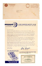 "LONE RANGER SAFETY CLUB" INTRO LETTERS WITH MEMBERSHIP CARDS FOR '48-'49-'50.