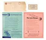 "LONE RANGER SAFETY CLUB" INTRO LETTERS WITH MEMBERSHIP CARDS FOR '48-'49-'50.