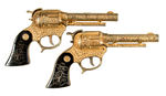 HOPALONG CASSIDY HOLSTER SET WITH GOLD-PLATED CAP PISTOLS.