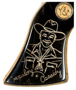 HOPALONG CASSIDY HOLSTER SET WITH GOLD-PLATED CAP PISTOLS.