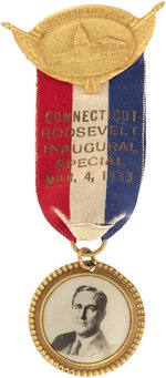 CONNECTICUT ROOSEVELT INAUGURAL SPECIAL 1933 RIBBON BADGE.