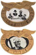 THE SAVIORS OF THE WORLD PAIR OF WWI ROOSEVELT, CHURCHILL, STALIN AND DE GAULLE BADGES.