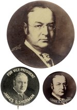 TAFT: JAMES S. SHERMAN TRIO OF BUTTONS INCLUDING FOR VICE PRESIDENT.