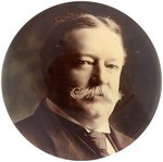 TAFT OVERSIZED SEPIA TONED REAL PHOTO PORTRAIT BUTTON.