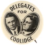 DELEGATES FOR COOLIDGE UNUSUAL 1924 NEW JERSEY JUGATE BUTTON.