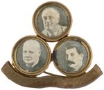 ROOSEVELT, CHURCHILL & STALIN WORLD LIBERATORS WWII LAPEL BADGE.