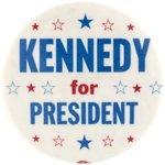 "KENNEDY FOR PRESIDENT" PATRIOTIC STARS BUTTON UNLISTED IN HAKE.