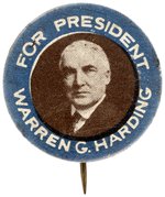 FOR PRESIDENT WARREN G. HARDING 1920 PORTRAIT BUTTON HAKE #2020.