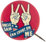 "UNCLE SAM CAN COUNT ON ME" TWO HANDS DOUBLE "V" FOR VICTORY & CIVIL RIGHTS BUTTON.