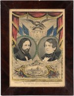 FREMONT & DAYTON 1856 JUGATE GRAND NATIONAL BANNER PRINT BY CURRIER.