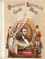 PRESIDENT LINCOLN'S GRAND MARCH FULL COLOR 1864 SHEET MUSIC.