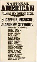 KNOW NOTHING PARTY: NATIONAL AMERICAN FILLMORE AND DONELSON TICKET 1856 TEXTILE BALLOT.