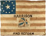 HARRISON AND REFORM IMPORTANT 1840 PRESIDENTIAL CAMPAIGN VICTORY BALL AMERICAN FLAG.