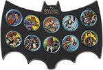 BATMAN TIN LITHO BATCOINS COMPLETE SET IN BAT SYMBOL HOLDERS.