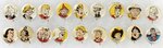 KELLOGG'S PEP COMIC CHARACTERS SET OF 90 BUTTONS (86 PLUS FOUR SUPERMAN) ISSUED IN 1945-1946.