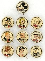 SUNDAY EXAMINER 1930s NEWSPAPER COMIC CHARACTERS PROMOTIONAL/CONTEST SET OF 10 BUTTONS.