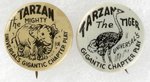 "TARZAN THE MIGHTY" AND " TARZAN THE TIGER" PAIR OF 1928 AND 1929 UNIVERSAL MOVIE SERIAL CLUB GIVE-AWAY BUTTONS.