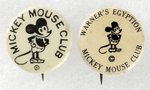 MICKEY MOUSE TWO MOVIE THEATER CLUB MEMBER BUTTONS.