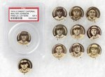 1910-1912 SWEET CAPORAL CIGARETTES HIGH GRADE COMPLETE SET OF 204 BUTTONS WITH MANY HOF PLAYERS.