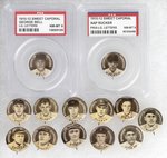 1910-1912 SWEET CAPORAL CIGARETTES HIGH GRADE COMPLETE SET OF 204 BUTTONS WITH MANY HOF PLAYERS.