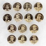 1910-1912 SWEET CAPORAL CIGARETTES HIGH GRADE COMPLETE SET OF 204 BUTTONS WITH MANY HOF PLAYERS.