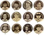 1910-1912 SWEET CAPORAL CIGARETTES HIGH GRADE COMPLETE SET OF 204 BUTTONS WITH MANY HOF PLAYERS.