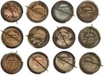 1910-1912 SWEET CAPORAL CIGARETTES HIGH GRADE COMPLETE SET OF 204 BUTTONS WITH MANY HOF PLAYERS.