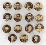 1910-1912 SWEET CAPORAL CIGARETTES HIGH GRADE COMPLETE SET OF 204 BUTTONS WITH MANY HOF PLAYERS.