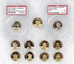 1910-1912 SWEET CAPORAL CIGARETTES HIGH GRADE COMPLETE SET OF 204 BUTTONS WITH MANY HOF PLAYERS.